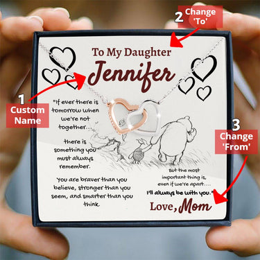 Personalized Daughter Name 'Christopher Robins Quote' Joined Hearts Necklace - Love You This Much